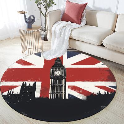 Okrągły dywan w wzór Union Jack, Dywan do salonu, sypialni, na sofę, do pokoju zabaw, Antypoślizgowa mata podłogowa, Prezenty świąteczne i urodzinowe