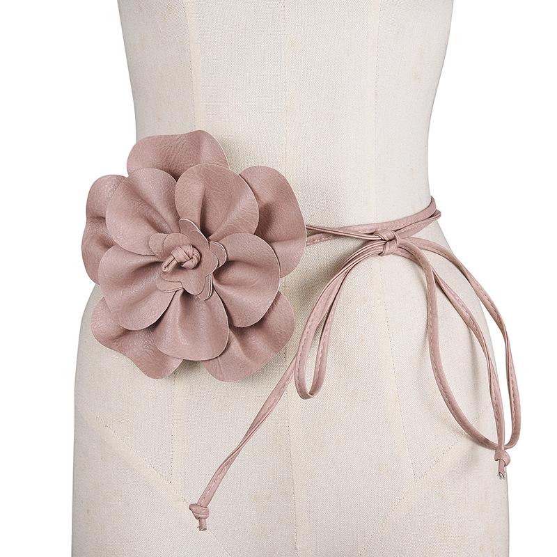 Elegant Korean Style Floral Belt Dress Suit with Versatile Waist-Cinching Knot