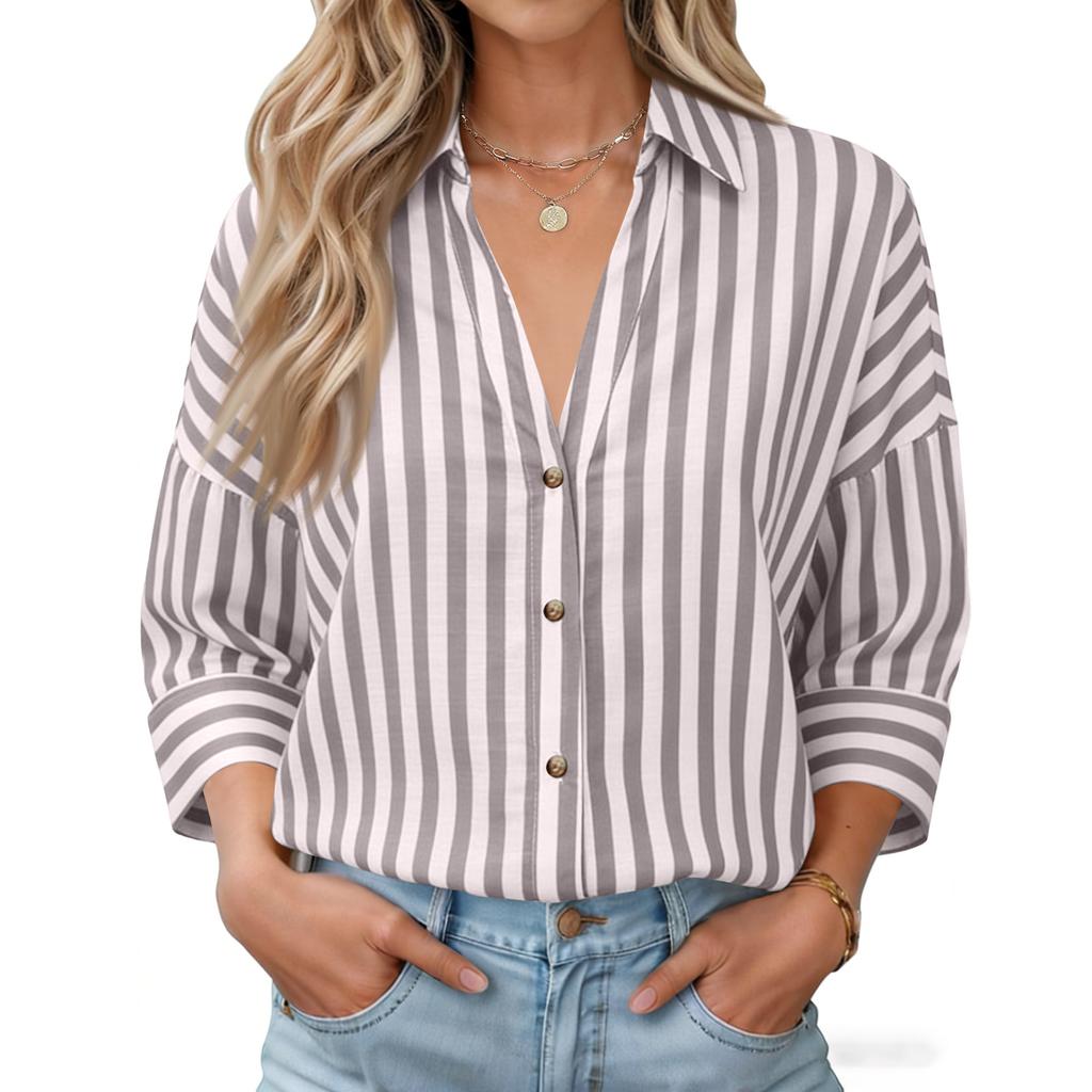 Camisa Feminina de Linho Colorida da Moda com Manga Larga e Confortável