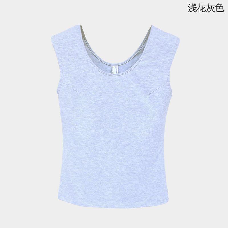 

Top Slim Looking Versatile Padded Shoulder Tank Top Sleeveless T-shirt Shallow flower Gray M