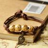 Ethnic Leaf Cat Charm Ceramics Beaded Bracelet Women Handwoven Jewelry Gift