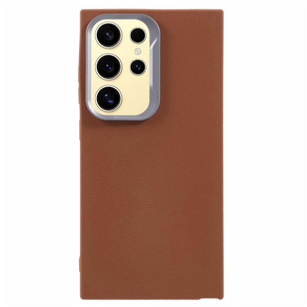

For Samsung Galaxy S25 Ultra Case Leather Textured TPU Shockproof Phone Cover Brown