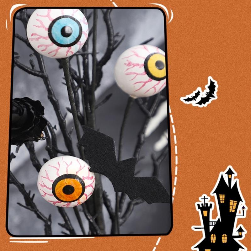 Halloween Decoration Artificial Flower Stem with Realistic Leaf Pinecones Bat Eyeballs for Halloween Table Centerpieces