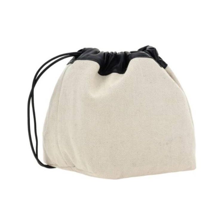 Jil Sander Letter Logo Print Adjustable Drawstring Closure Cotton Linen Leather Detail Bucket Bag Crossbody Shoulder Bag Women Bags J07WG0027P5368280
