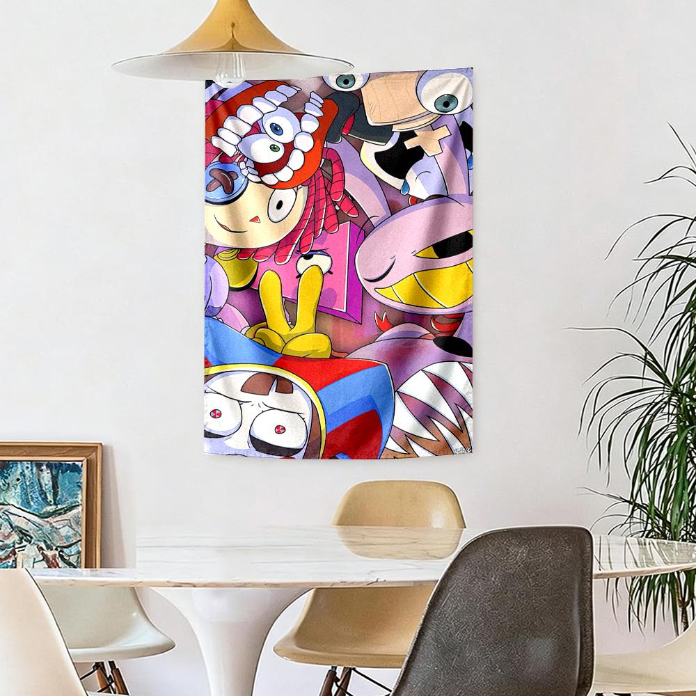 Digital Circus Wall Decor Tapestry Art For Pet Memorial Birthdaywedding Party Backdrop Family Gift