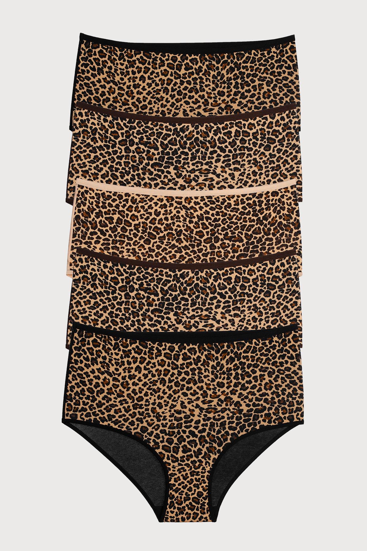 

Женские трусики большого размера, 5 шт., хлопок, лайкра, леопард 10XL