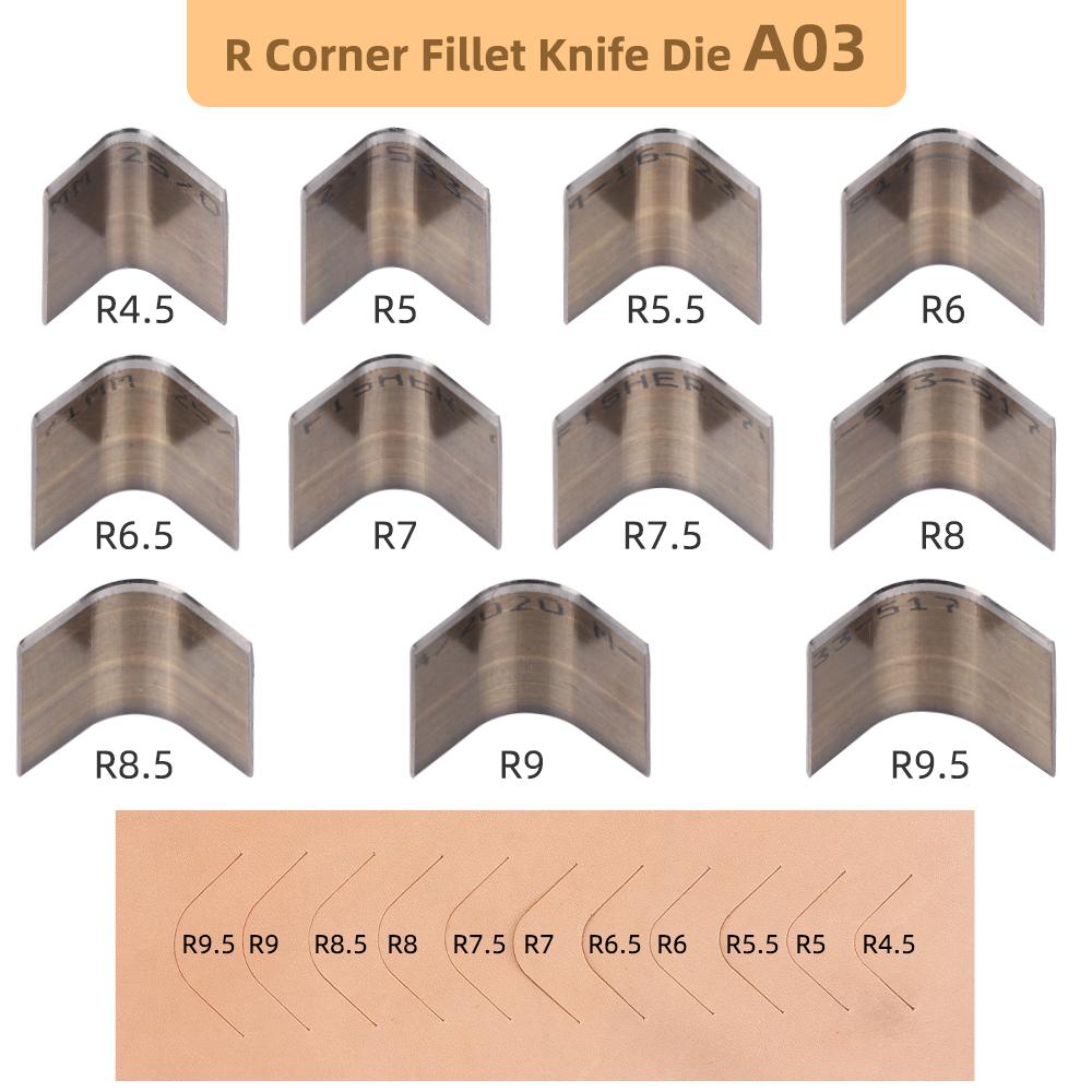 1Set Handmade Stamping Tools for Faux Leather, Metal Cutting Knife Mold, R-Angle Knife Mold, DIY Round Corner Cutting Knife Mold