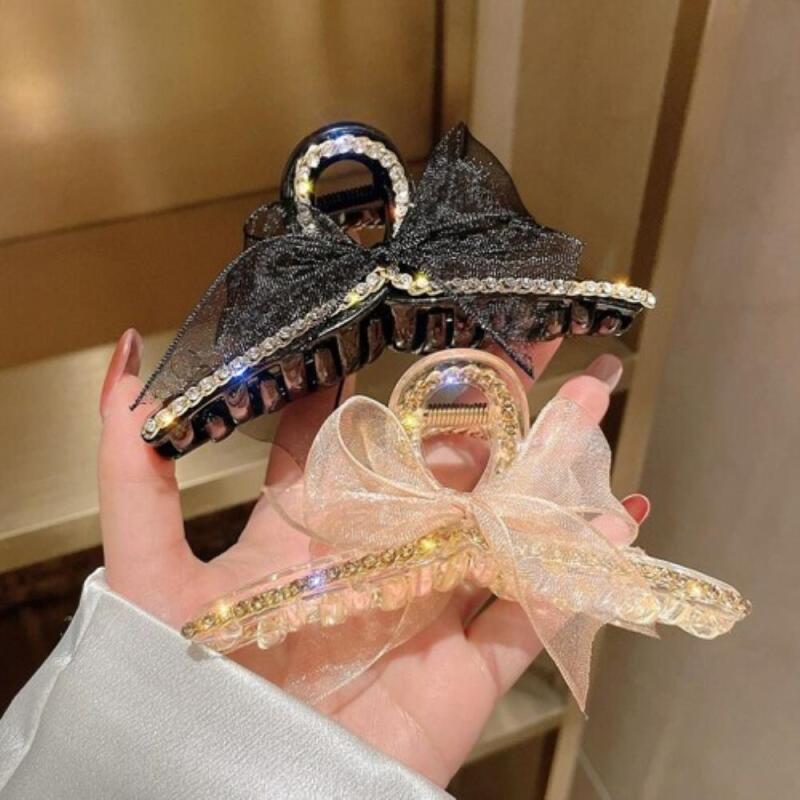 Women s Bling Cubic Updo Ribbon Hair Clip A29490_Gold