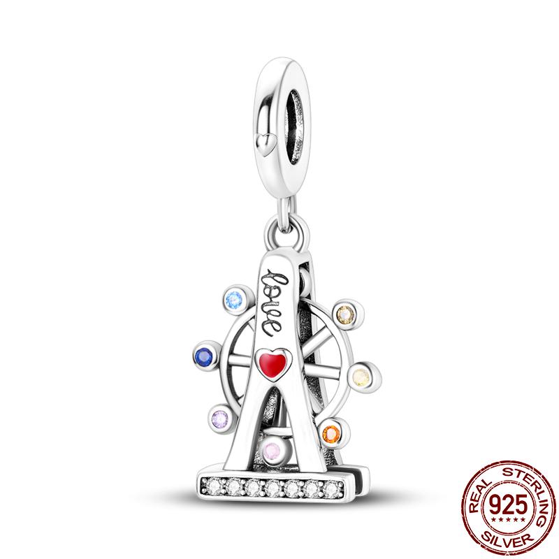 S925 Sterling Silver Luminous Colorful Fireflies Charms Fit  Bracelet Bead DIY Jewelry For Women Gift Hot Sale