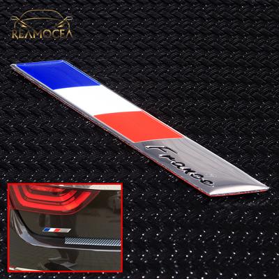 Reamocea 3D Aluminium Frankrike Flagga Emblem Märke Bildekal Tillbehör Dekaler