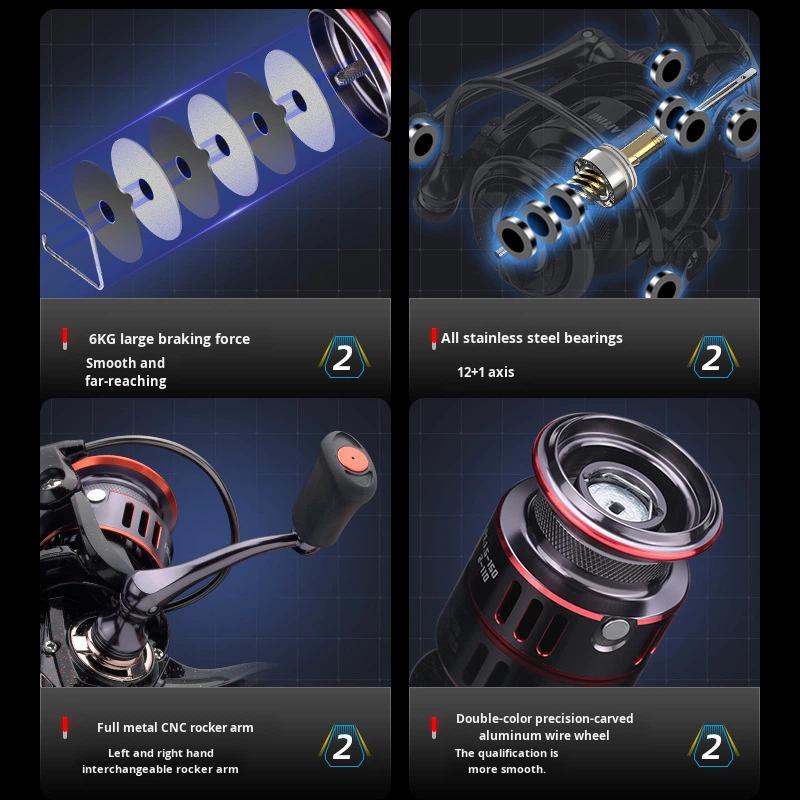 Lure Spinning Wheel Left Right Interchangeable Metal Rocker Fishing Reel Universal Lightweight Oblique Mouth Long-Distance