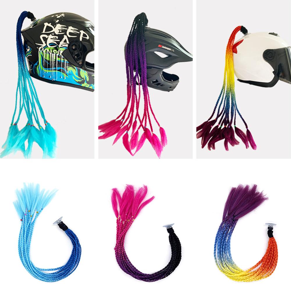 24" Helmet Braids Pigtails Motorcycle Helmet Braid Ponytail Motorbike Riding Helmet Pigtails Braids For Women Men Children