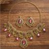 Rhinestone Inlaid Necklace Earrings Set Water Drop Pendant Women Jewelry Set  Bridal