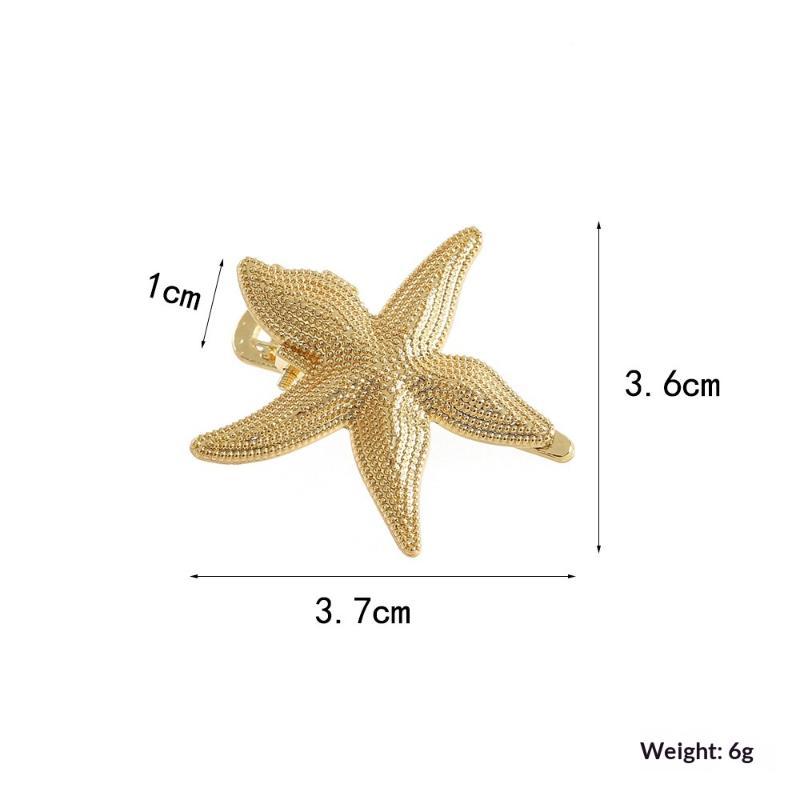 3Pcs/Set Fashion Europe America Golden Starfish Shell Duckbill Hair Clip For Women Elastic Girl Hair Accessories Headwear