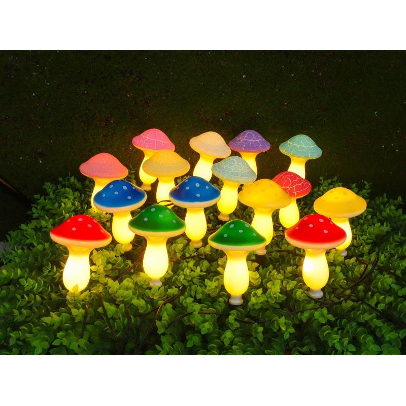 Colorful LED Solar Mushroom String Lights for Garden & Lawn Decoration