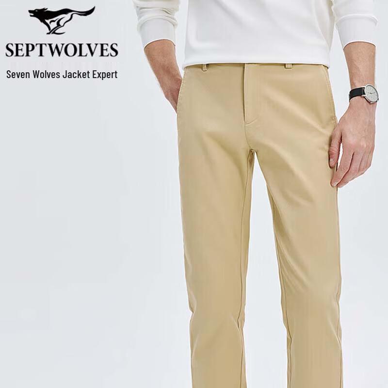 SEPTWOLVES Men's Brushed Casual Trousers