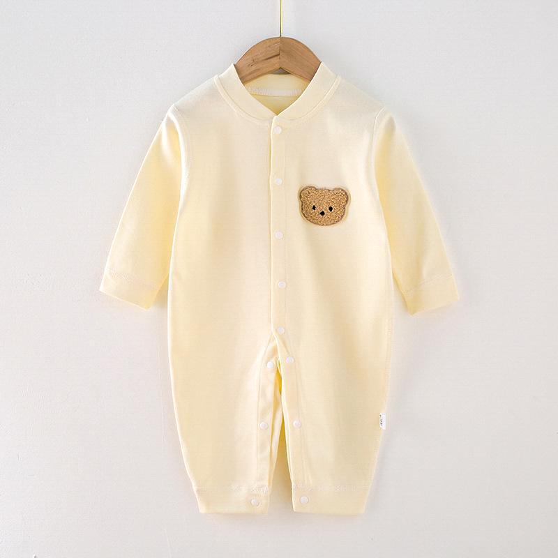 Combed Cotton Long-Sleeved Baby Romper for Newborns - Spring & Autumn