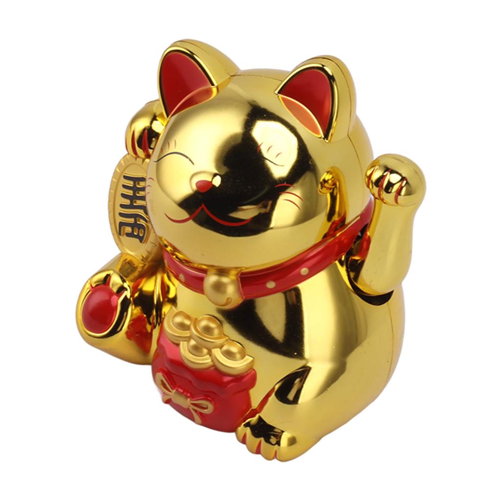 5.5in Electric Waving Arm Fortune Cat Decorative Cute Plastic Cat Ornaments for Cashier Desk