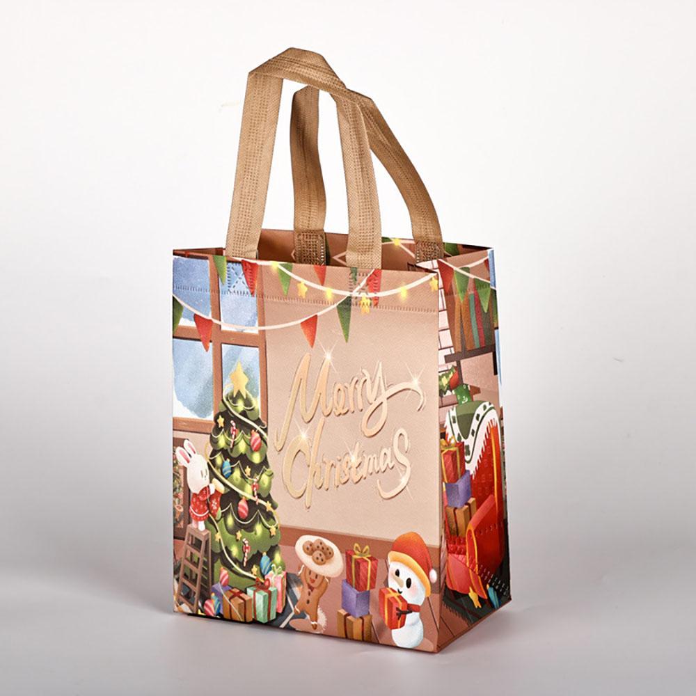 Non-Woven Tote Bag Non-Woven Snowman Gift Holder Cartoon Santa Bag Printed Christmas Packaging Bag For Christmas Eve Family