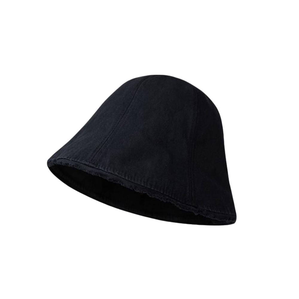 

Защита от солнца Женская панама Однотонная хлопковая шляпа-ведро Повседневная уличная шляпа рыбака Зима M чёрный