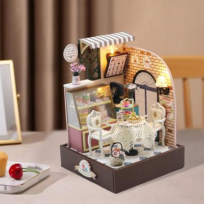 Diy Hut Building Block Toy Miniature Handmade Building Model 3D Wooden Jigsaw Puzzle Doll House Creative Hand-made
