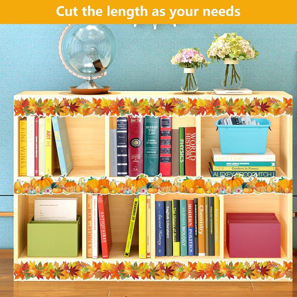 Fancy Land Pumpk Maple Leaves Bulletin Board Border Fall Border Trim for Classroom 68ft