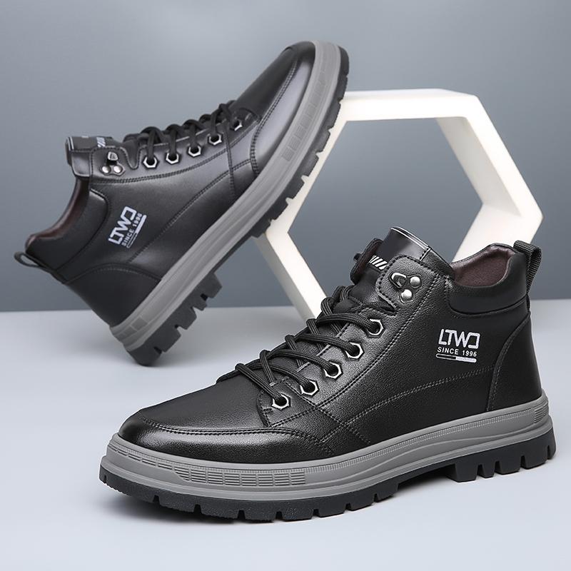 men Leather Boots Men's Retro Motorcycle Fashion Shoes For Men Botas lace up shoes Hombre Chaussures Pour Hommes Bottine Homme
