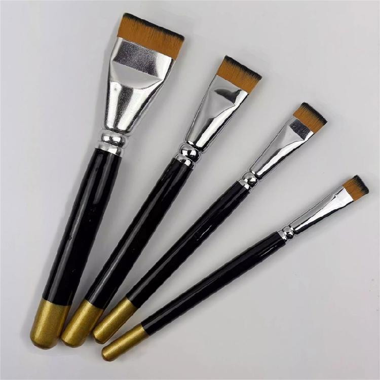 Painting Brushes 4 Piece Set Professional Grade Nylon Hairs Smooth Color Layering Ergonomic Non Slip Handle