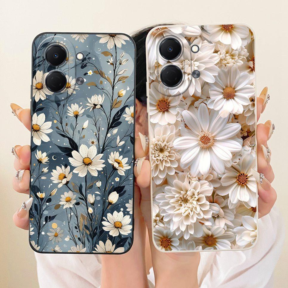 Liquid Silicone Soft Back Cover For Tecno Spark GO 3 GO3 KN3 Phone Case Luxury Girly Flower Butterfly Bow Painting Casing