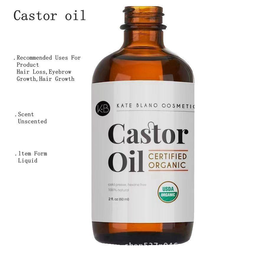 Organic Castor Oil 60ML for Eyelashes Eyebrows Hair Growth, Hexane-Free Cold Pressed, Promotes Thickness