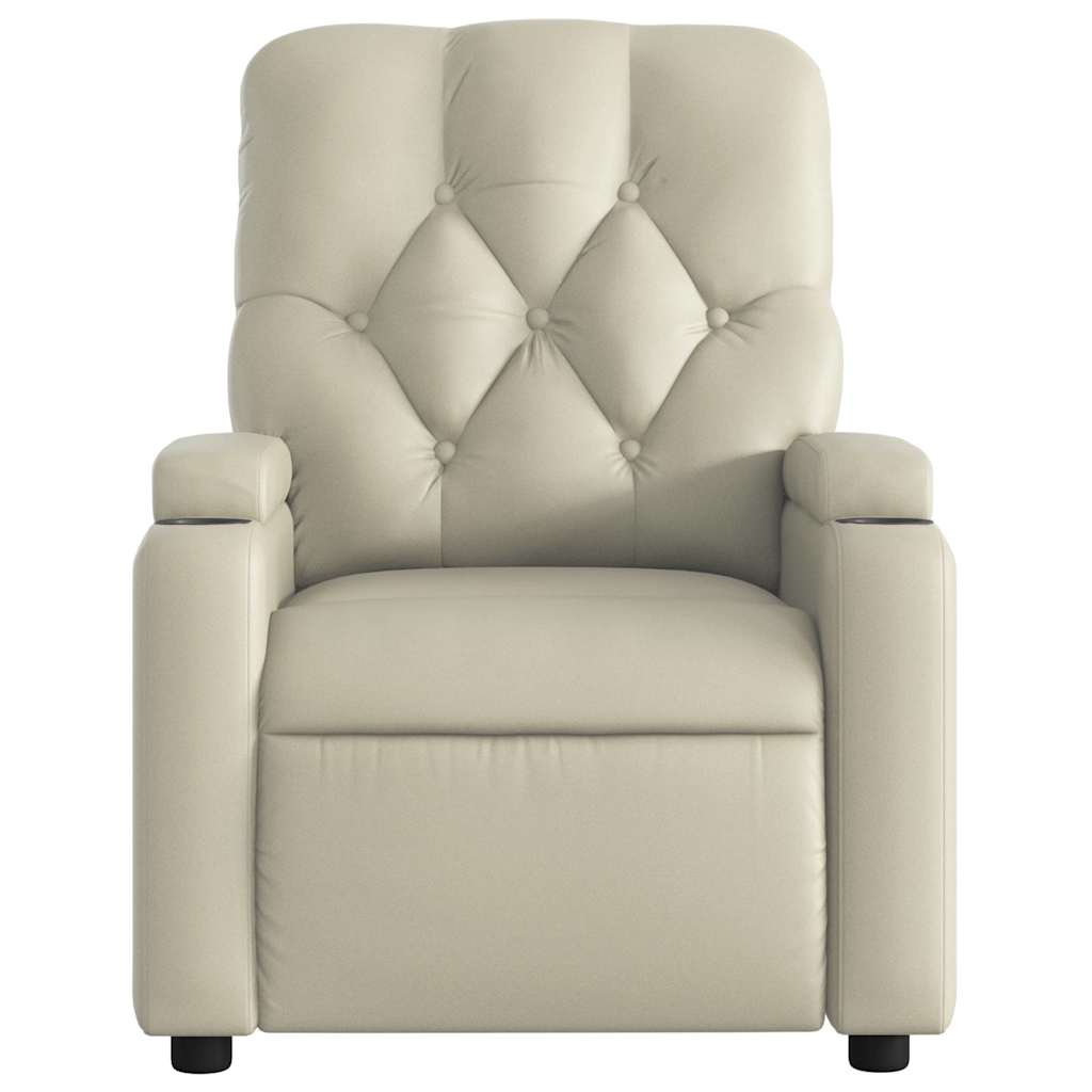 Electric Massage Chair Cream Faux Leather