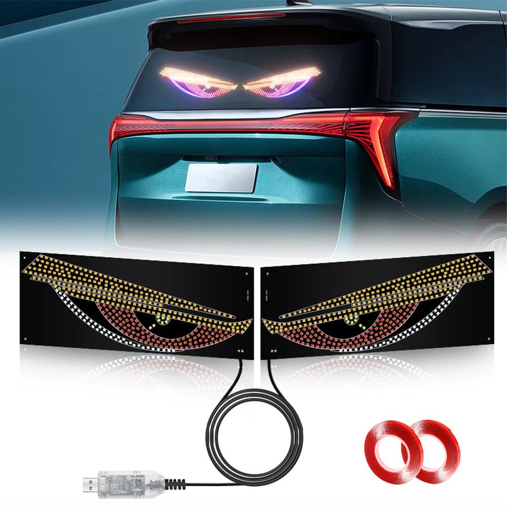 Universal LED Devil's Eye Light Car Front Rear Window Warning Light Red Devil Eye Atmosphere Light Driving Safety Lamp 2Pcs/set