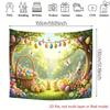 2D Easter Photo Booth Backdrop, Cute Bunnies & Floral Garden Photography Background