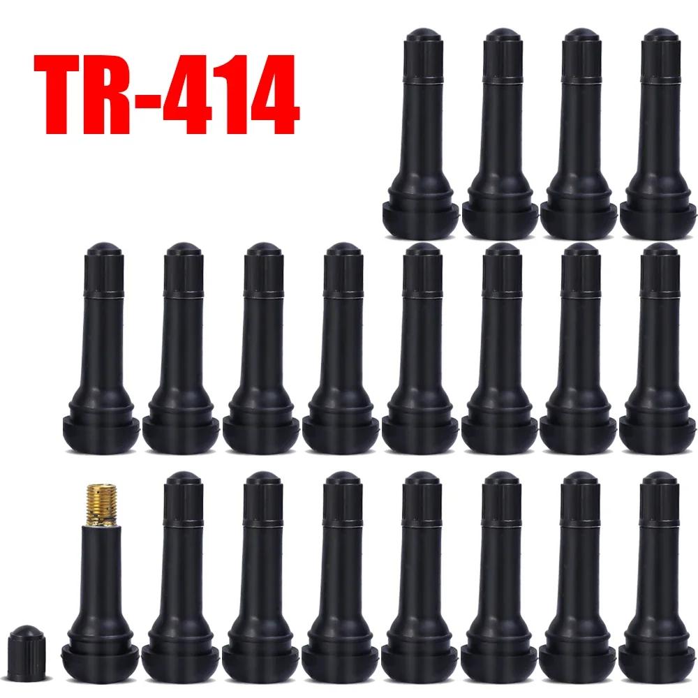 TR413 TR414 Vacuum Tire Valve Nozzle with Dust Cap Car Motorcycle Bicycle Snap-in Tubeless Tyre Rubber Valve Replaceable Parts
