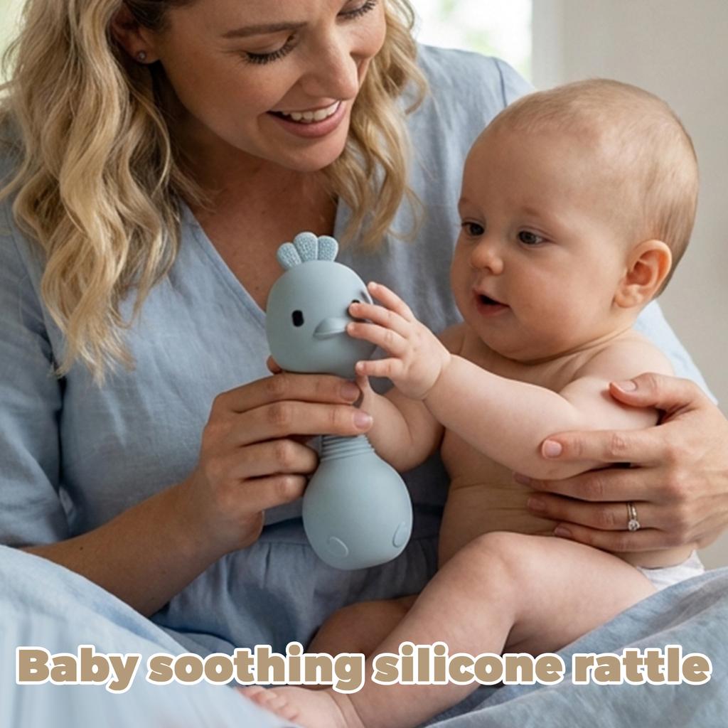 Infant Soothing Silicone Sand Hammer Baby Quiet Hand Rattle Toy For Grip Exercise And Teething