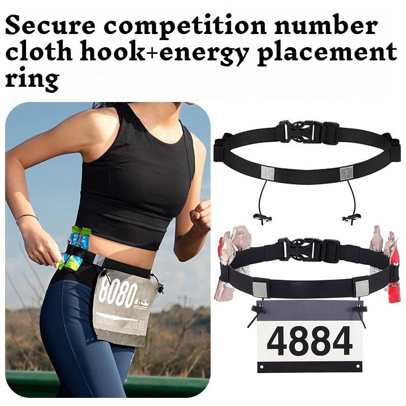Marathon Number Plate Belt Adjustable Elastic Running Sports Belt Energy Running Belt Night Running Reflective Belt Sports Belt