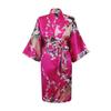 Pigiama Kimono da Donna in Stile Giapponese a Maniche Corte con Stampa Pavone Accappatoio Lungo da Notte da Donna in Seta Simulata