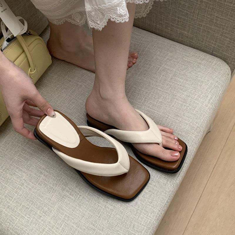 Fashion Comemore Summer Women Shoes Wedges Flip Flops Mid Heels Slippers for Women Fashion Thick Soled Casual Beach Slides Sandalias