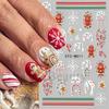 Nail Art Stickers, Christmas Cartoon Gingerbread Man Snowflake Lines Micro-Engraved Adhesive-Backed Nail Art Stickers