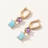 1 Pair Fashion Colored Square Dangle Earrings for Women Cubic Zirconia Earring Jewelry Wedding Party Accessories