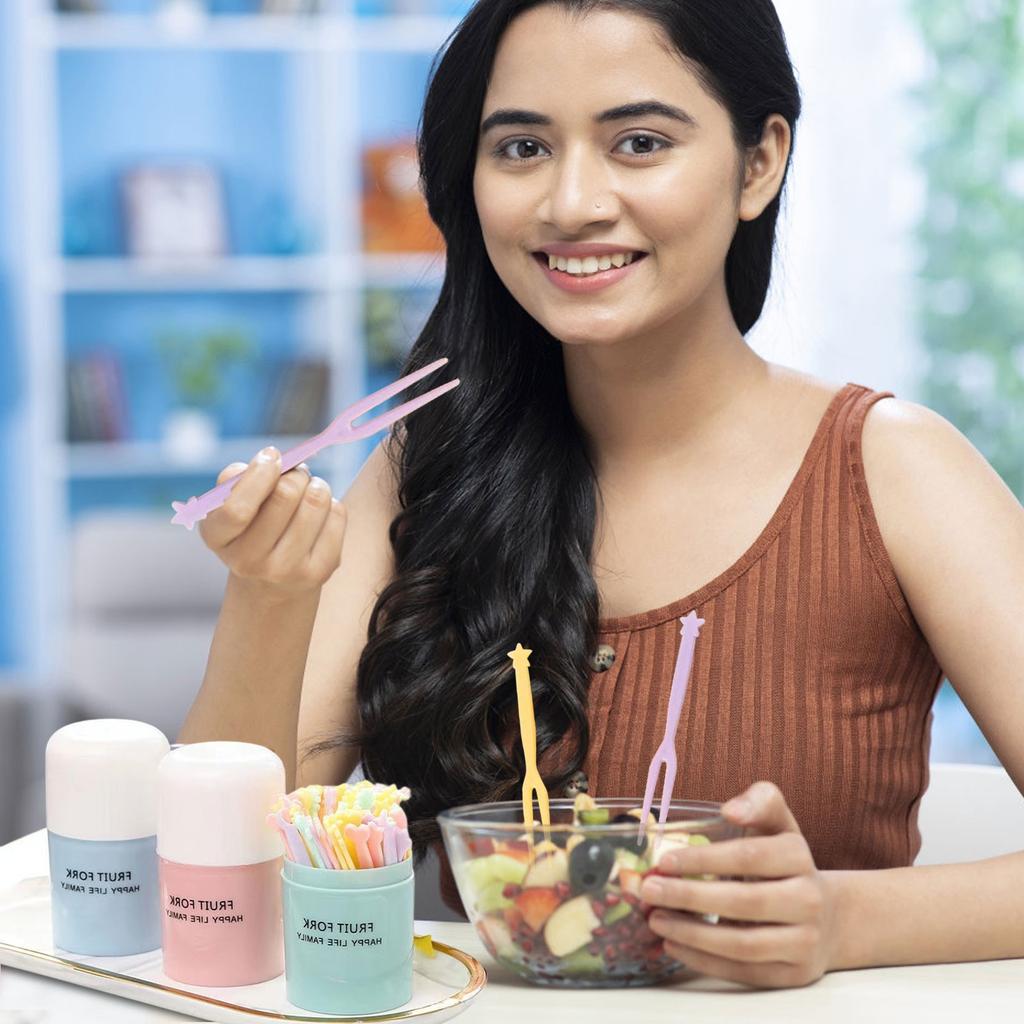 Disposable Fruit Forks, Food-grade Fruit Picks, Plastic Two-toothed Household Cake And Dessert Forks, Small Forks For Pastries