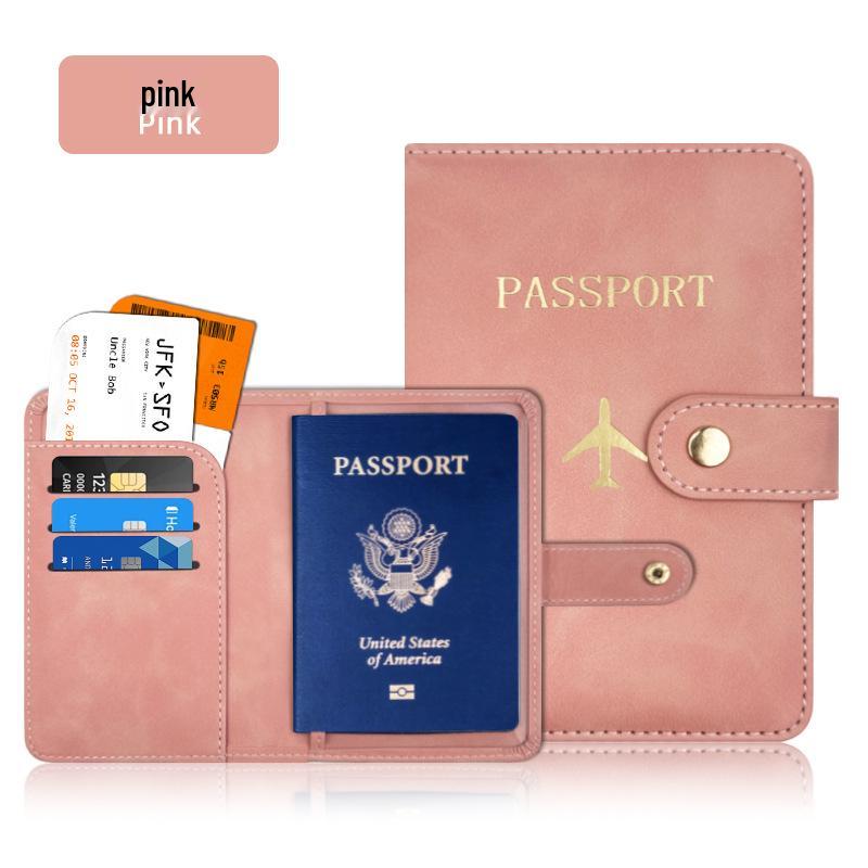Hand-Stitched PU Leather Passport Holder with Buckle