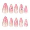 Cross-Border Blush Almond Shape Short Wearable 3D Flower Nail Art Tips
