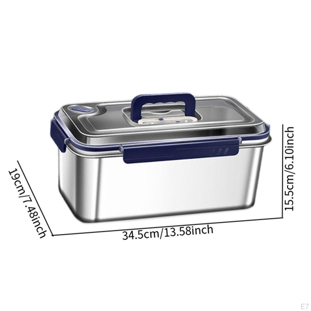 Stainless Steel Lunch Box Food Container Rectangle Stackable Lightweight Refrigerator Storage