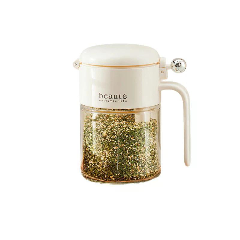 Sealed Seasoning Jar Moisture-proof Glass Seasoning Jar With Spoon Kitchen Salt Seasoning Box Seasoning Salt Shaker