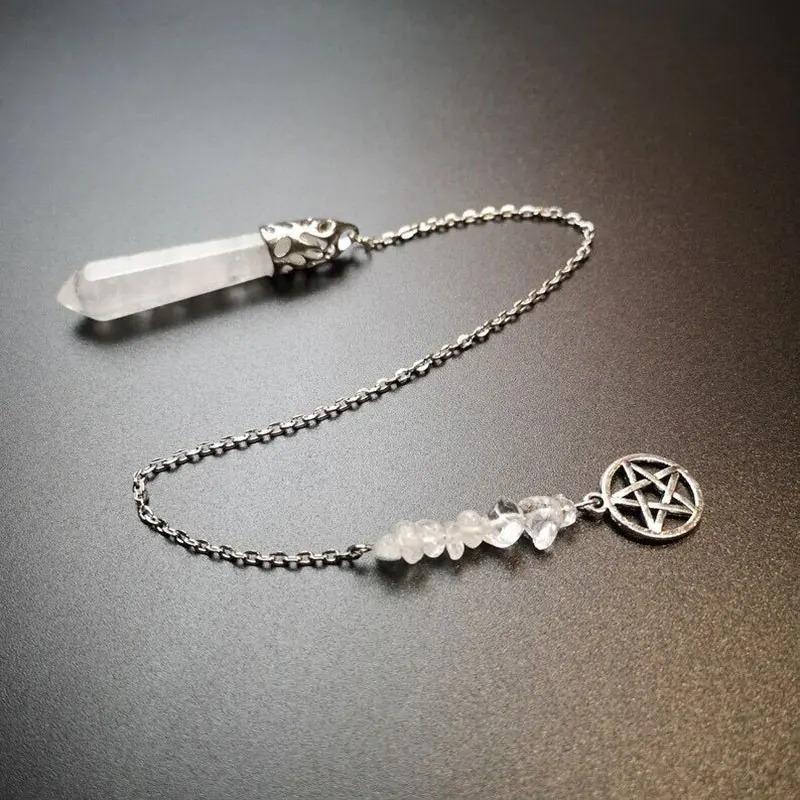 Cross Border Clear Crystal Fashion Five Point Star Charm Pendulum Pendant Jewelry Tibetan Silver Creative Ornament