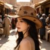 Wide Brim Sun Hat Breathable Straw Hat Fashion Westren Cowboy Hat  Women