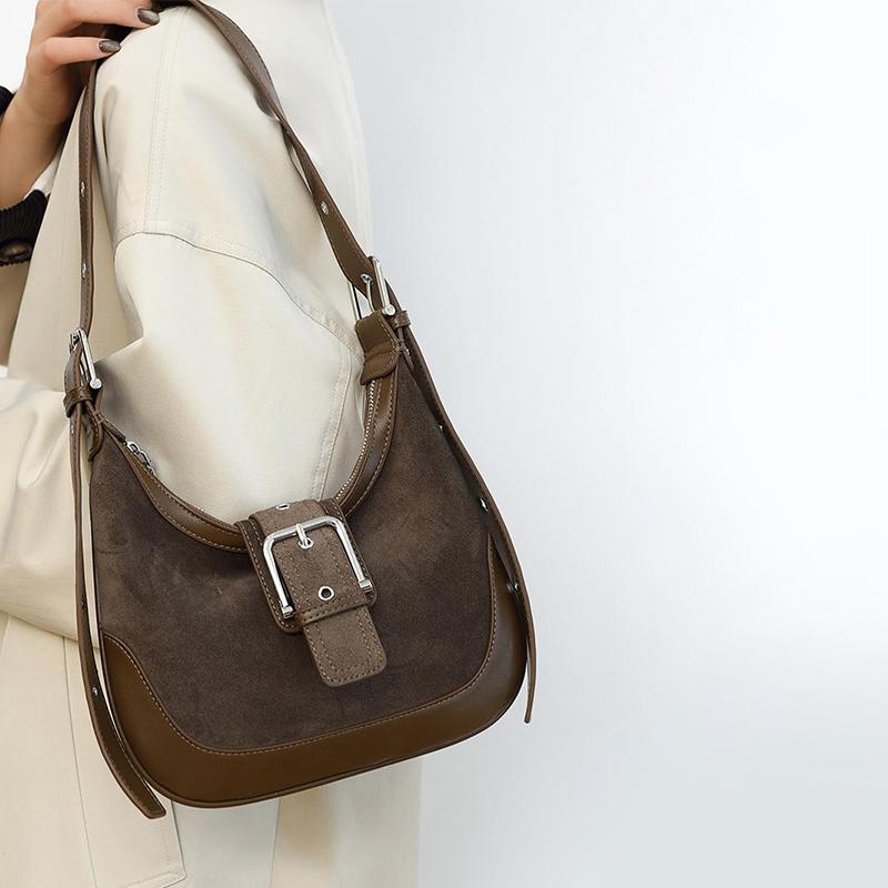 High-end Brand Designer Shoulder Bag Luxury Stylish Crossbody Bags Retro Trendy Bag Premium Frosted Suede Leather Underarm Bags