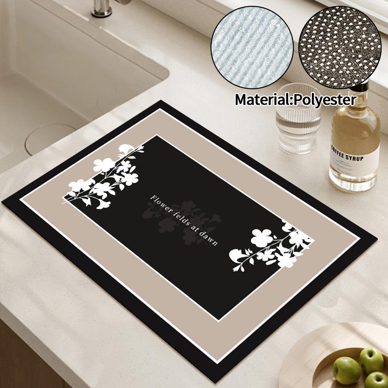 Kitchen Drying Pad Coffee Pads Dish Drying Pad Non-slip Rubber Pad Kitchen Counter Mat Heat Resistant Sink Mat Home Supplies