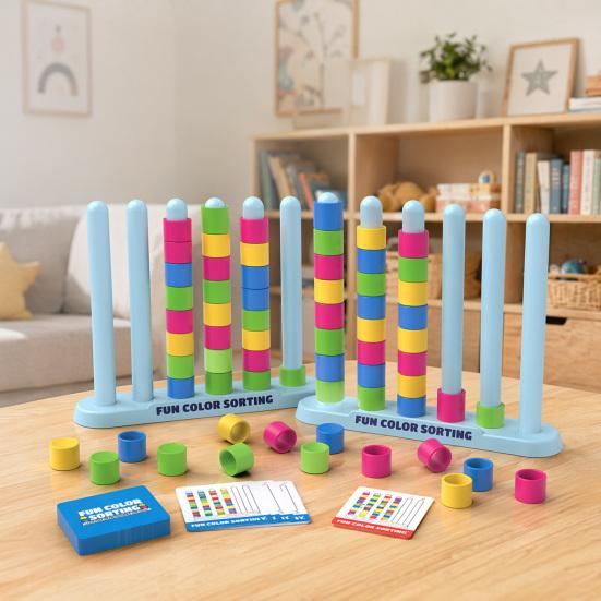 1/2 Sets Farbabstimmungs-Herausforderungsspiel, Schnelles Musterstapelspiel, Familiäres Brettpuzzle-Spiel für Kinder & Erwachsene, Geburtstags-Ostern-Weihnachtsfeier-Geschenke